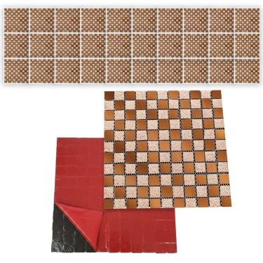 Imagem de Pastilha De Vidro Autocolante Kit 30 Uni Parede Lavabo Box Banheiro Sala Decorativa Facil Aplicacao Requintada Moderna