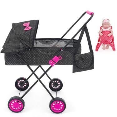 Imagem de Carrinho de Boneca Veneza Menina 79cm de alt com Canguru - Brinquedos 