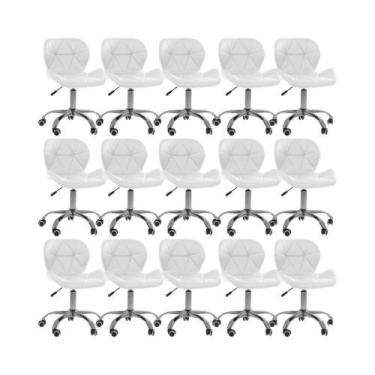 Imagem de Kit 15 Cadeiras Office Eiffel Slim Oficial Giratória Branco - Oficial 