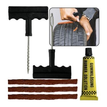 Imagem de Kit Remendo Macarrão Reparo Pneu Carro Moto Sem Câmara 