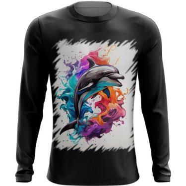 Imagem de Camiseta Manga Longa Golfinho Inteligência Arte Pintura 5 - Kasubeck S