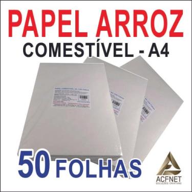 Imagem de Papel Arroz Comestível A4 Branco com 50 Unidades - acfnet