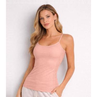 Imagem de Blusa De Alça Feminina Lisa Em Poliamida Aishty Rosa, M, Rosa