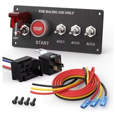 Imagem de Painel Ignição Start Switch Led Carro avião Chave Turbo - GENÉRICA
