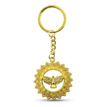 Imagem de Chaveiro Espírito Santo Dourado Strass Metal Religioso Dourado - Duart