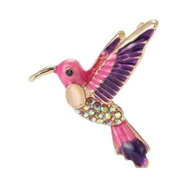 Imagem de Broche Unissex Feminino De Beija-flor Com Strass, Alfinete De Vidro Em