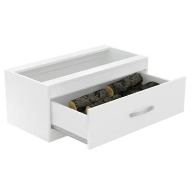 Imagem de Caixa para Lenha com Gaveta 73cm - Branco - Completa Móveis, Branco