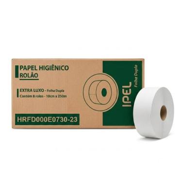 Imagem de Papel Higiênico Rolão 8 Rolos Extra Luxo Folha Dupla Ipel 10cm X 250m