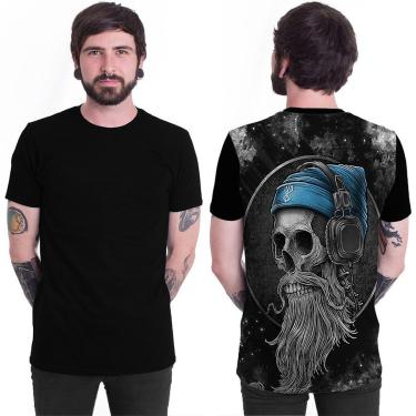 Imagem de Camiseta Stompy Skull Old Caveira Rock Costas - GG-Masculino