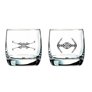 Imagem de Star Wars Conjunto de copos – X-Wing & Tie Fighter – Conjunto de 2 copos de coquetel – Capacidade de 293 g – Design clássico – Base pesada