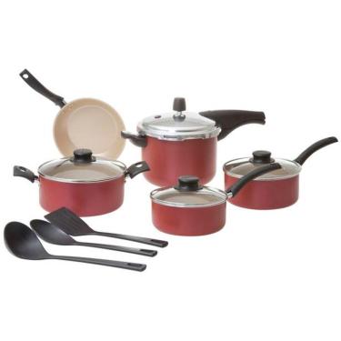 Imagem de Jogo De Panelas Tramontina Antiaderente Vermelho 8 Peças