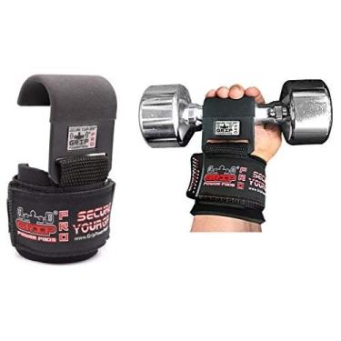 Imagem de Conjunto de 2 luvas de gancho de aço de elevação de metal profissional para trabalho pesado com melhor levantamento de peso acolchoado premium, REVERSED Hooks, WOMEN-Wrist Size Small/Medium