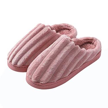 Imagem de Pantufa feminina, confortável sola de borracha de pelúcia macia para uso interno e externo chinelos de casa para mulheres