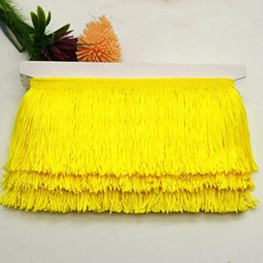 Imagem de 10 metros 9 cm borla curta franja guarnição de fita de renda borlas para cortinas vestidos costura franjas cores enfeites acessórios DIY, amarelo claro
