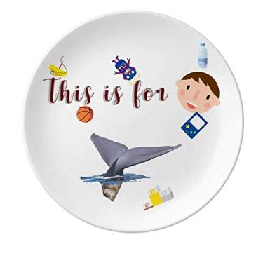 Imagem de Whale Caudal Fin Prato de porcelana subaquática jantar redondo menino homem