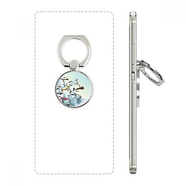 Imagem de Suporte de anel de telefone com pintura de boneco de neve de Natal e suporte ajustável