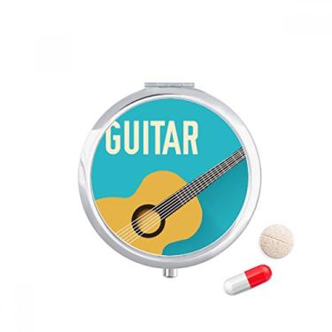 Imagem de Guitar Music Ilustrate Estojo de comprimidos com estampa azul, caixa de armazenamento de medicamentos