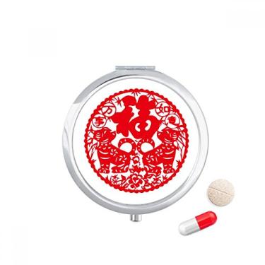 Imagem de Caixa de comprimidos de corte de papel para cães de ano novo chinês, caixa de armazenamento de remédios