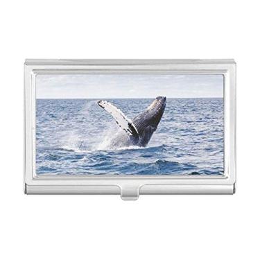 Imagem de Porta-cartões de visita com imagem da natureza da ciência do oceano jubarte