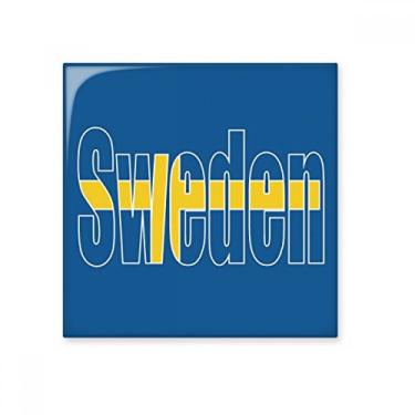 Imagem de Adesivo brilhante de azulejo de cerâmica com nome da bandeira da Suécia