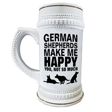 Imagem de Canecas de cerâmica para manchas de cerveja German Shepherds Make Me Happy 650 ml