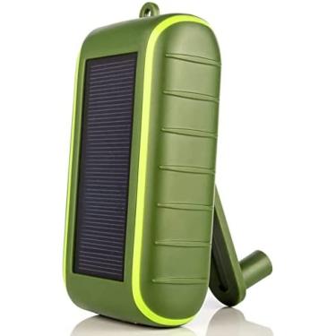 Imagem de Gerador De Manivela Solar À Prova D'água Ao Ar Livre, Banco De Energia Solar De 8000mAh, Carregador De Telefone USB Duplo Portátil, Com Lanterna LED, Mosquetão,Verde,incomparable123
