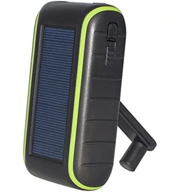 Imagem de Gerador De Manivela Solar À Prova D'água Ao Ar Livre, Banco De Energia Solar De 8000mAh, Carregador De Telefone USB Duplo Portátil, Com Lanterna LED, Mosquetão,Preto,incomparable123