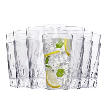 Imagem de US Acrylic Palmetto [Conjunto de 16] Copos de água empilháveis de plástico de 590 ml em conjunto de copos transparentes e leves, reutilizáveis, sem BPA, feitos nos EUA, podem ser lavados na prateleira