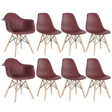 Imagem de Kit 2 cadeiras Eames DAW com braços + 6 cadeiras Eiffel DSW
