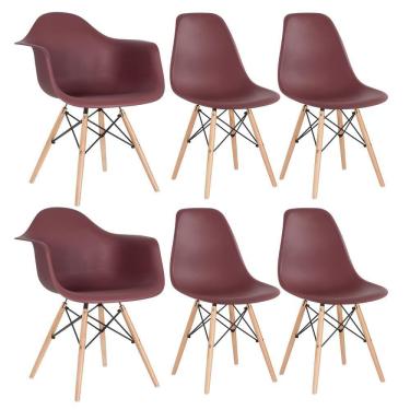 Imagem de Kit 2 cadeiras Eames DAW com braços + 4 cadeiras Eiffel DSW