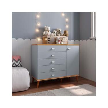Imagem de Cômoda Infantil Bartira Ternura com 5 Gavetas e 1 Porta - 106,8cm de largura
