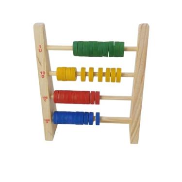 Imagem de Ábaco Fechado Brinquedos Educativos 40 Argolas Em Madeira