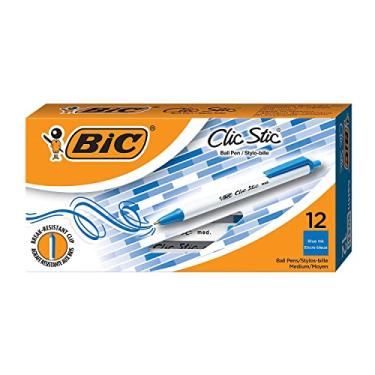 Imagem de BIC CSM11BE Clic Stic caneta esferográfica retrátil, tinta azul, 1 mm, média, dúzia