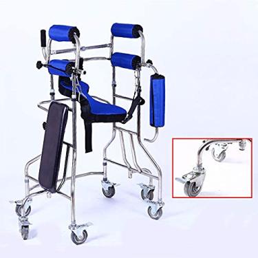 Imagem de Andador padrão adulto / 6 equipamentos de suporte com rodízios Auxílio para caminhada em pé dobrável Auxílio para treinamento de reabilitação de pacientes idosos/pós-operatórios Dobrar o conforto