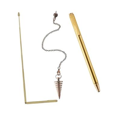 Imagem de Tachiuwa Conjunto de hastes de radiestesia com cabo de cobre, kits de hastes de adivinhação para caminhadas paranormais retráteis para iniciantes, 3 pecas