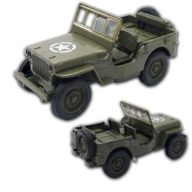 Imagem de Miniatura de carro Jeep Willys 1941, Carrinho Militar, com fricção, 12 CM, Em metal, 1/32, Welly