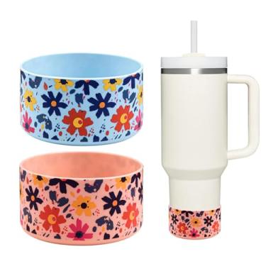 Imagem de HEYSKAY 2 peças de base protetora de silicone para bota Stanley Quencher Adventure 1,134 g e Stanley IceFlow 590 ml copo de 850 g e compatível com garrafas de água Hydro de 340.2 g-680.4 g, simples