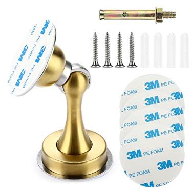 Imagem de Sumnacon Rolha de porta magnética resistente - batente de porta de aço inoxidável com ímã para piso de parede, suporte magnético resistente com fita adesiva e parafusos para escritório em casa,