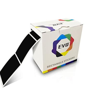 Imagem de Etiquetas retangulares pretas de vinil de 7,5 cm x 5 cm, etiquetas de nome com código de cores, rolo removível, à prova d'água, 300 por caixa dispensadora