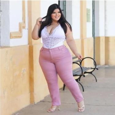 Imagem de Calça Sarja Plus Size Rosa-Feminino