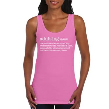 Imagem de Camiseta regata feminina com definição de adulto divertida Life is Hard Humor Responsabilidade parental 18th Birthday Gen X, Rosa choque, M