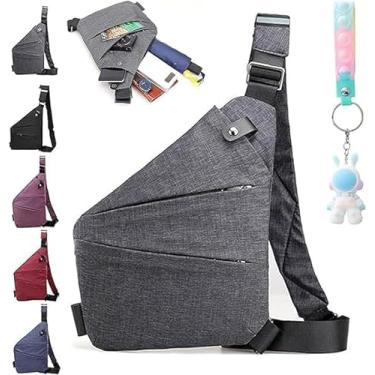 Imagem de Bolsa feminina antifurto Wander New Plus, bolsa de viagem antifurto, bolsa de viagem antirroubo, Cinza, Left Shoulder, Antifurto