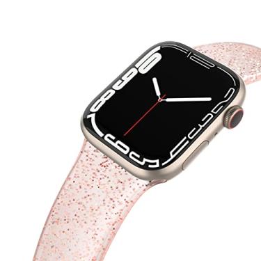 Imagem de EDIMENS Pulseira esportiva compatível com Apple Watch de 38 mm e 40 mm, brilhante, brilhante, macia, fina, pequena pulseira de silicone de substituição compatível com Apple Watch iWatch Series 6, 5, 4, 3, 2, 1 SE Sport Edition feminina