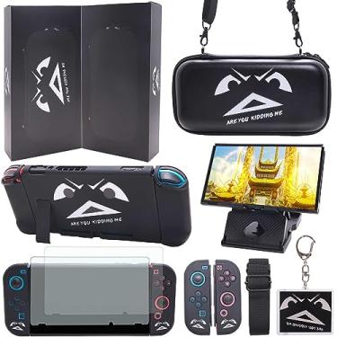Imagem de GUTIAL Accessories Bundle for Nintendo Switch - Cute Kawaii NS Accessories kit for Grils Boys Kids with Travel Carrying Case and Cartoon Dockable Cover Case, Screen Protector, Stand - Black