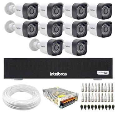 Imagem de Kit 10 Câmeras Tudo Forte TF 2020 B Full HD 1080p Bullet Visão Noturna 20M Proteção IP66 + Dvr Intelbras MHDX 3116-C 16 Canais