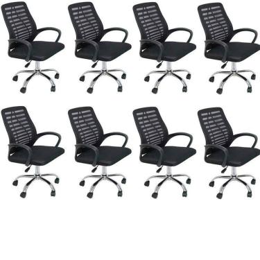 Imagem de Conjunto com 8 Cadeiras Escritório Office Diretor com Rodízio Cádis Preto
