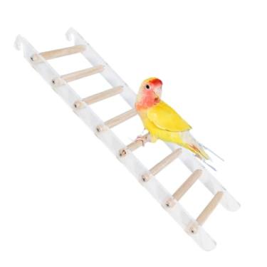 Imagem de Escada de escalada de papagaio gaiola de pássaro periquito brinquedo pequeno escada de madeira engraçada acrílico (B)
