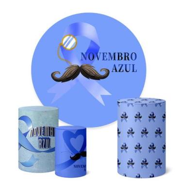 Imagem de Trio Capas Cilindro + Painel Redondo 1,50m Novembro Azul - Fadrix, K1N