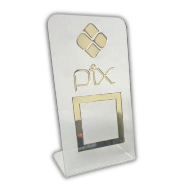 Imagem de Expositor QR CODE PIX - Cristal com Dourado - Lm Balcoees
