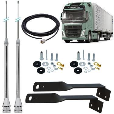 Imagem de 2 Antena Px Inox 2,70m Prolongador 60cm Suporte Traseiro Volvo Fh Cabo
